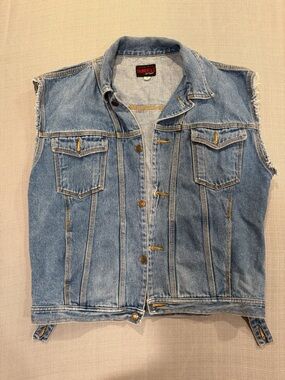 Sunbelt Light Blue Denim Vest Sleeveless Jean Jacket Size M   Button Front